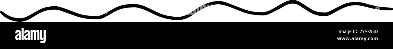 Linea di divisione riccia disegnata a mano icona vettoriale illustrazione elemento di design di Swish, swash, Swoosh sottolineatura turbolenza linea di scoiattolo Illustrazione Vettoriale