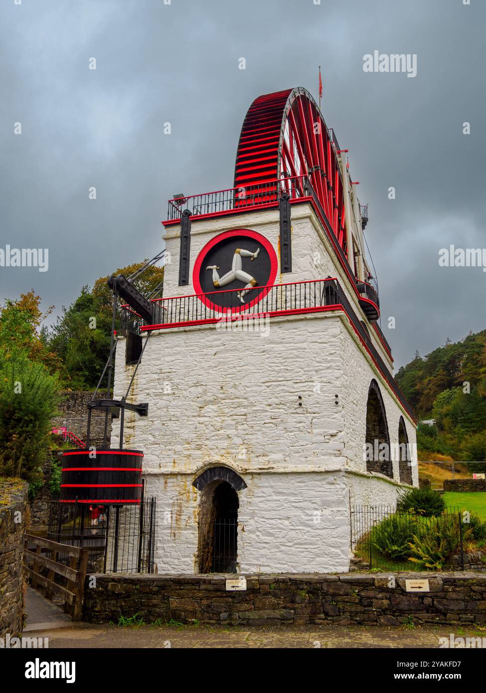 Ruota di Laxey, vicino a Laxey, Isola di Man Foto Stock