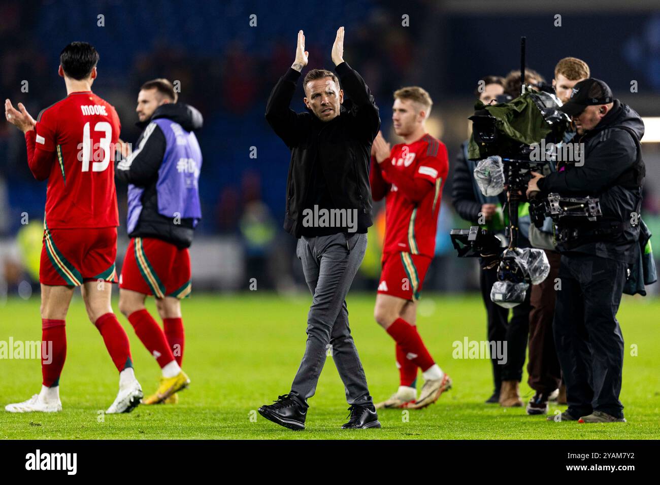 Cardiff, Regno Unito. 14 ottobre 2024. Il manager del Galles Craig Bellamy a tempo pieno. Galles contro Montenegro nella UEFA Nations League al Cardiff City Stadium il 14 ottobre 2024. Crediti: Lewis Mitchell/Alamy Live News Foto Stock