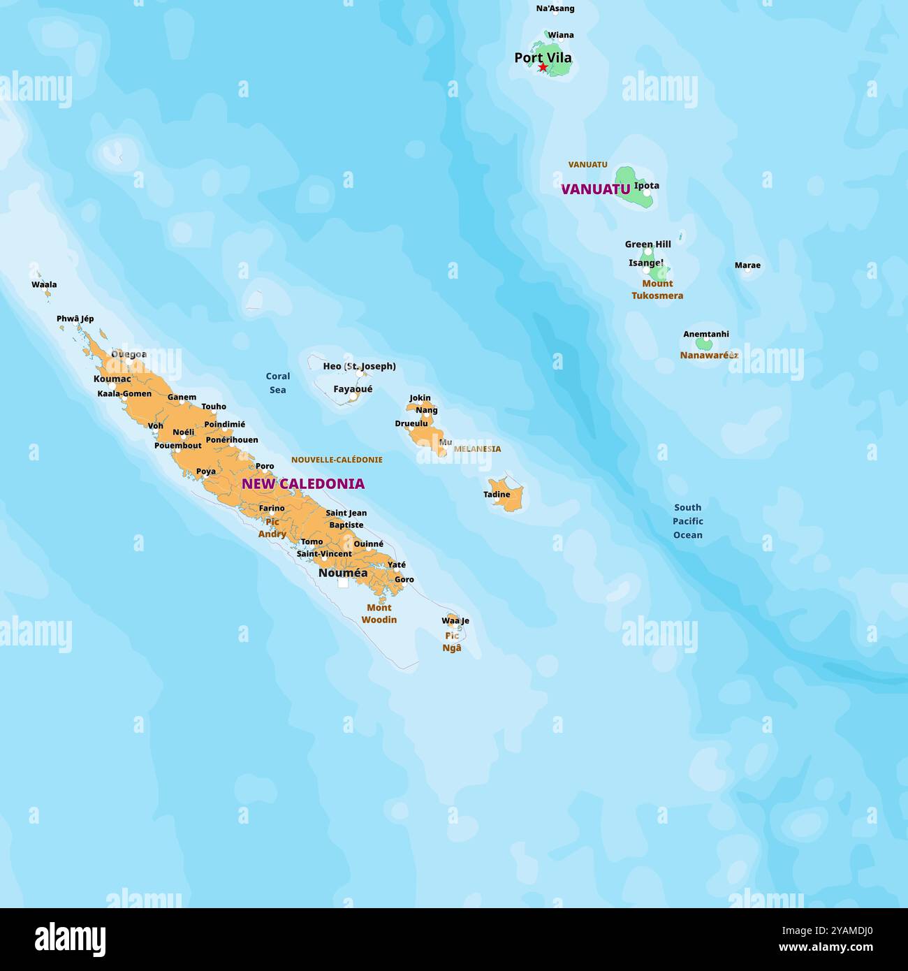 Semplice mappa politica della nuova Caledonia Illustrazione Vettoriale