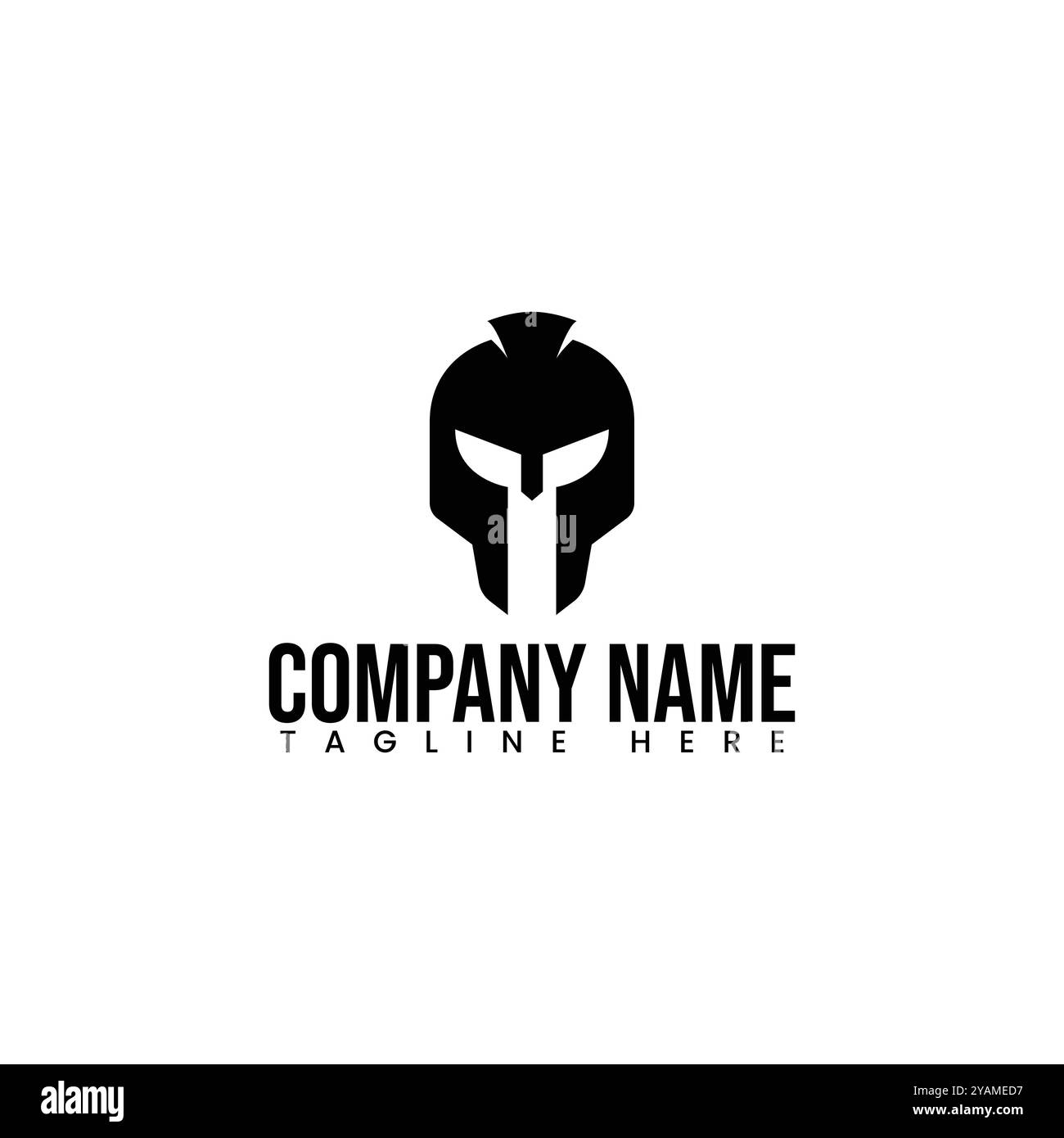 L'icona del logo del casco spartano e gladiatore disegna il vettore. Logo Spartan Helmet e gladiatore, potenza, vintage, spada, sicurezza, leggendario logo e vettore di Illustrazione Vettoriale