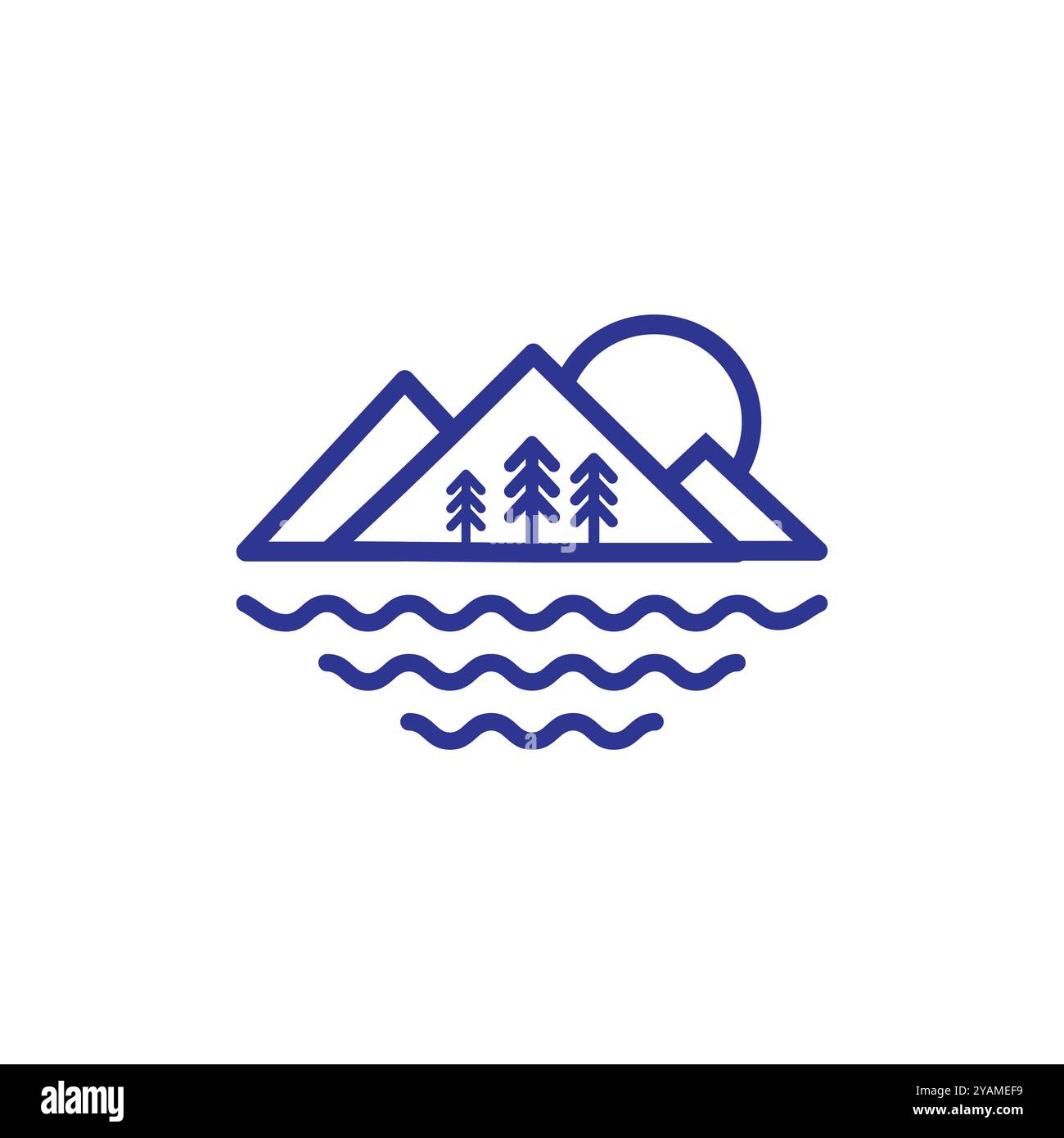 Immagine vettoriale del logo Mountain and Lake. Mountain Lake Logo Nature Landscape Stock Vector. Illustrazione Vettoriale