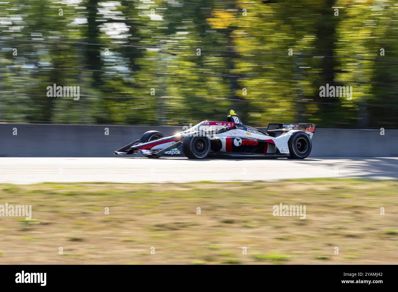 Il pilota DELLA INDYCAR Series, DAVID MALUKAS (18) di Chicago, Illinois, viaggia nel backstretch durante l'ultima sessione di prove per la Bitnile.com G. Foto Stock