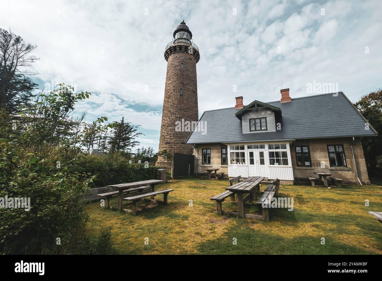 Lodbjerg Fyr (faro) nel parco nazionale Thy nello Jutland rurale, Danimarca Foto Stock
