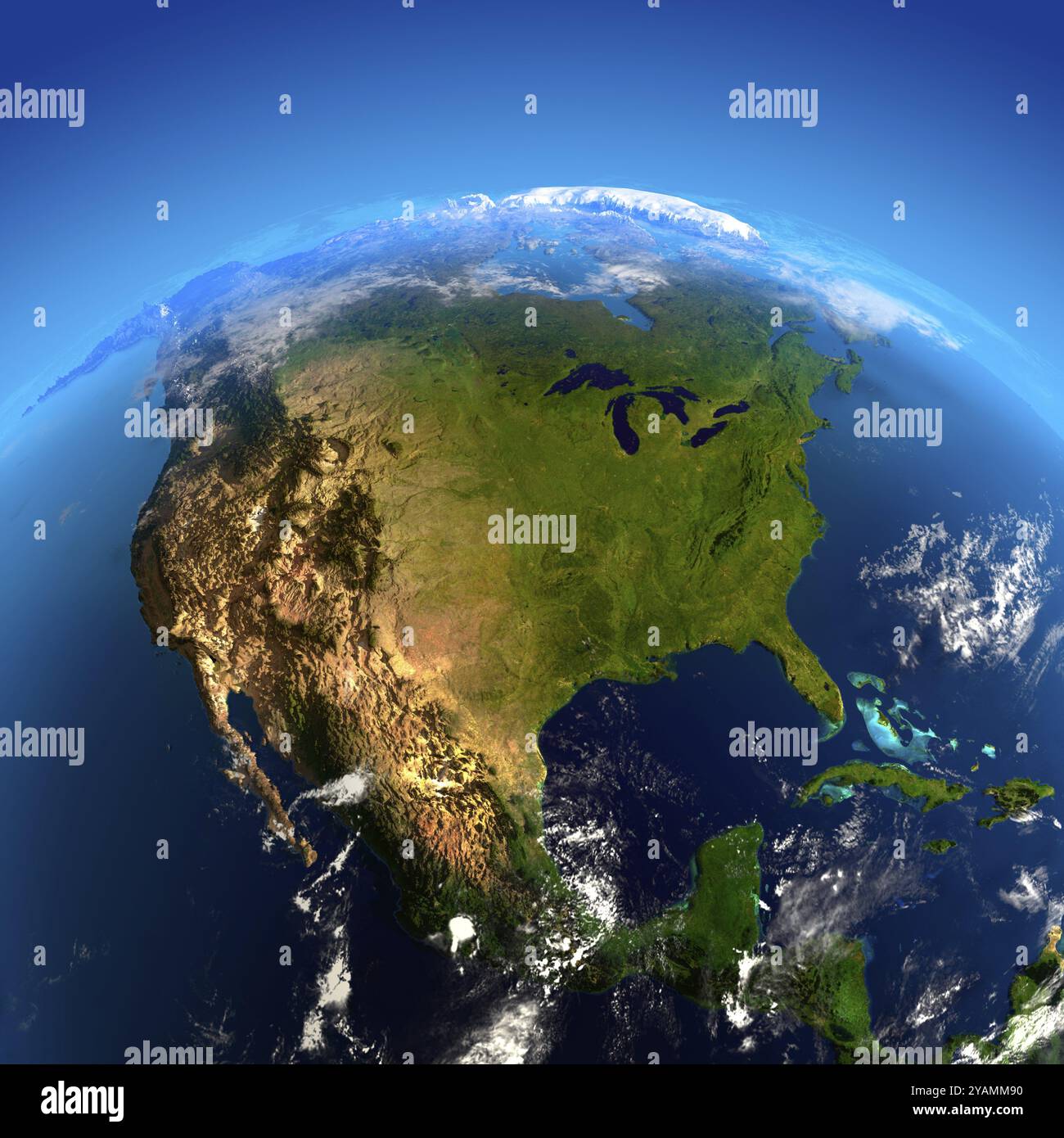 Messico, Stati Uniti e Canada. La vista dai satelliti, l'America centrale Foto Stock