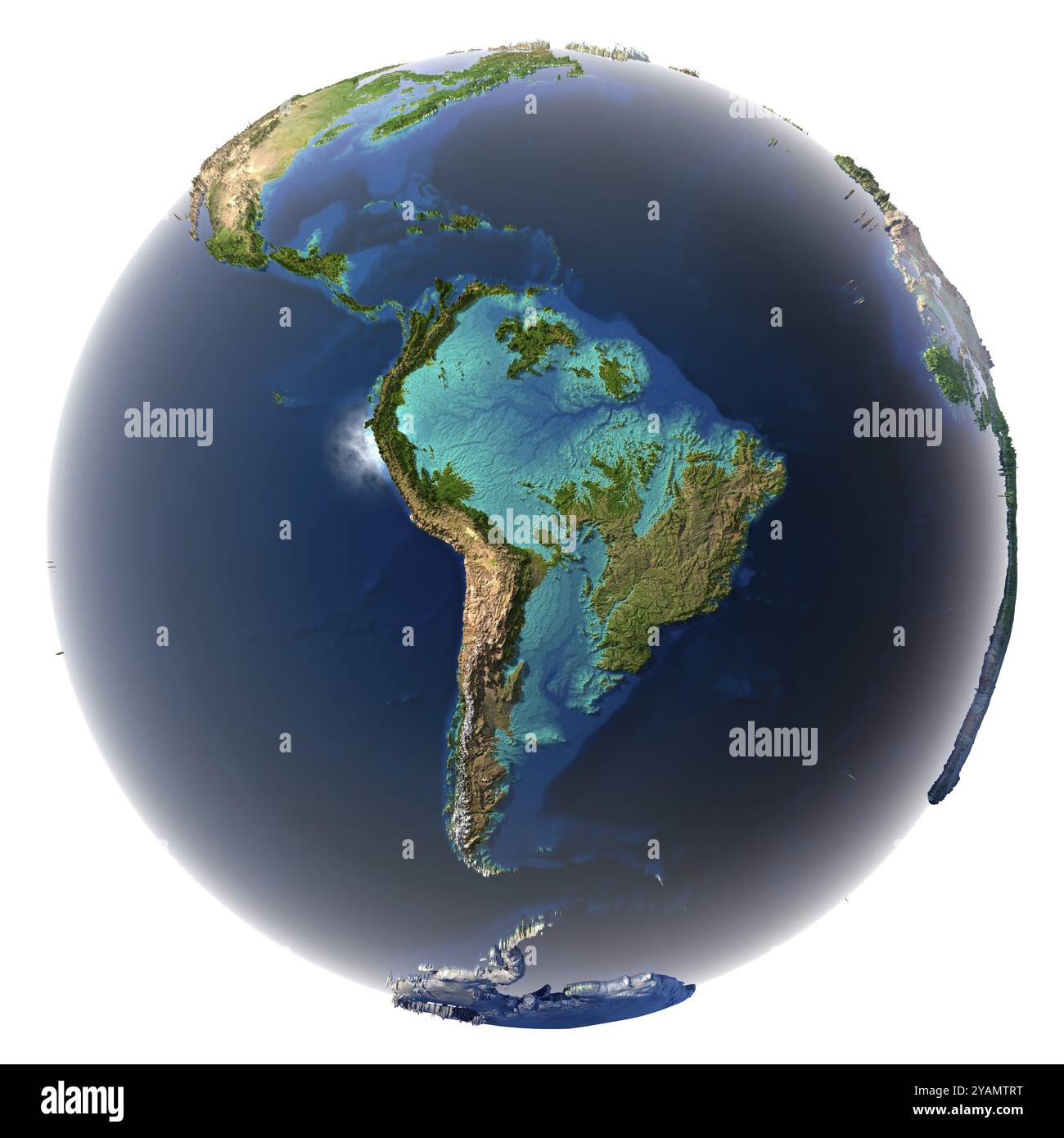 I ghiacciai si sono fusi, la quantità di acqua negli oceani è aumentata e hanno inondato i continenti. Fantastica previsione del possibile futuro. Terra Foto Stock