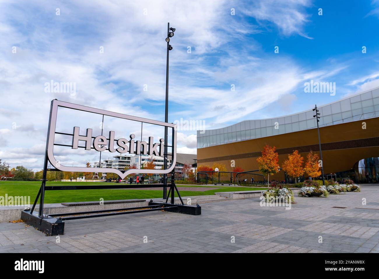 La Biblioteca centrale Oodi di Helsinki, Finlandia Foto Stock