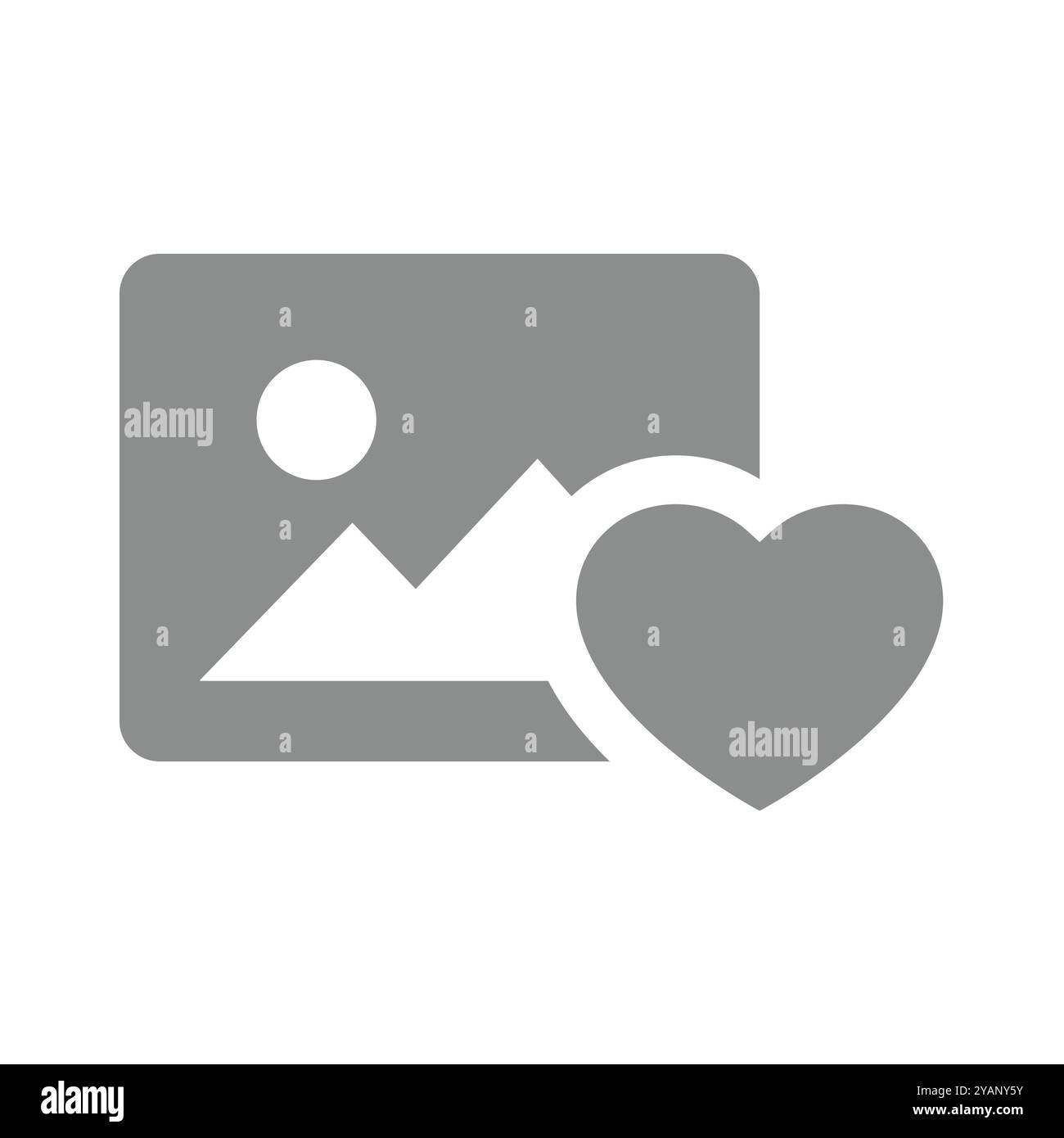 Immagine o file immagine preferiti con vettore cardiaco. Icona di una foto con cuore. Illustrazione Vettoriale