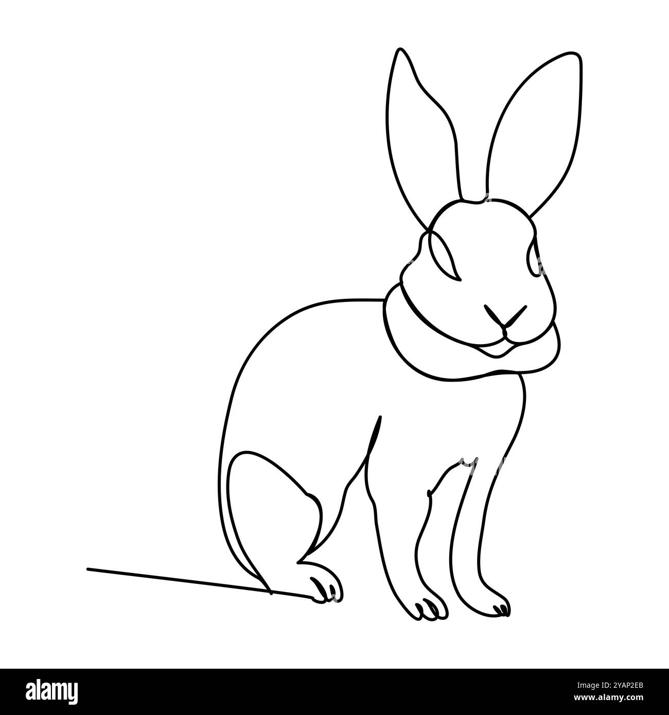 Disegno continuo di una linea del coniglietto di Pasqua. Carina silhouette di coniglio con orecchie in stile minimalistico semplice per biglietto d'auguri dal design primaverile e ban web Illustrazione Vettoriale