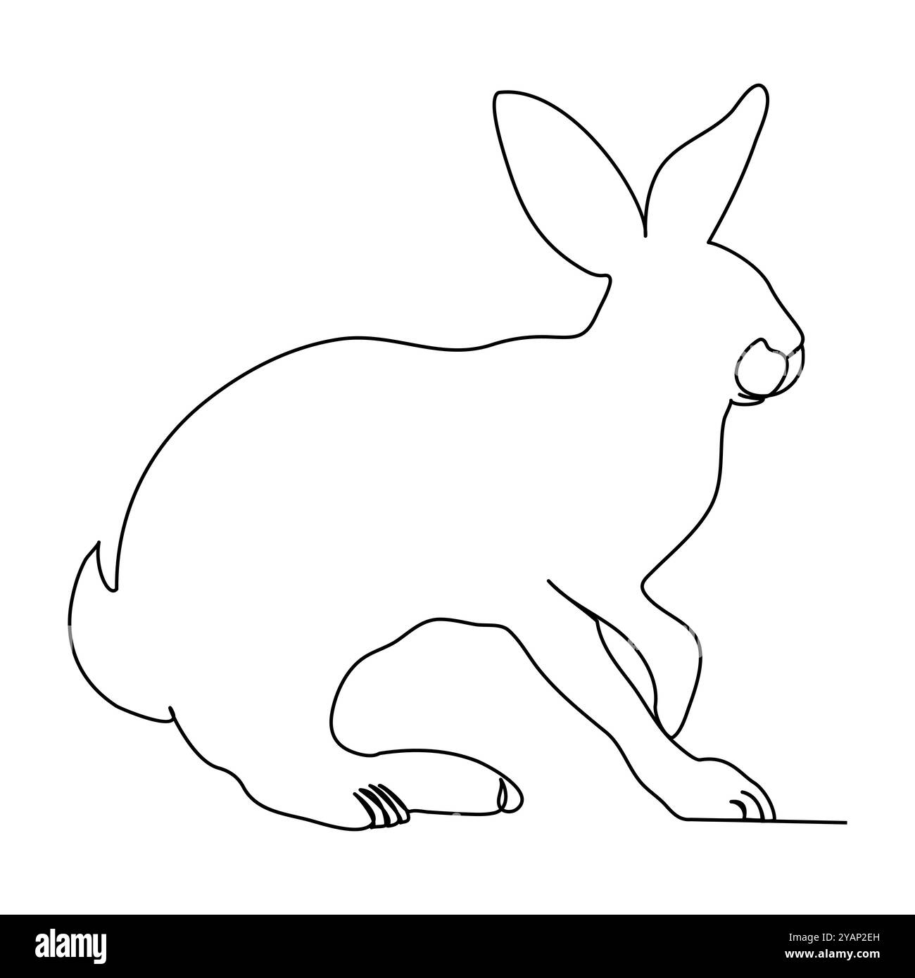 Disegno continuo di una linea del coniglietto di Pasqua. Carina silhouette di coniglio con orecchie in stile minimalistico semplice per biglietto d'auguri dal design primaverile e ban web Illustrazione Vettoriale