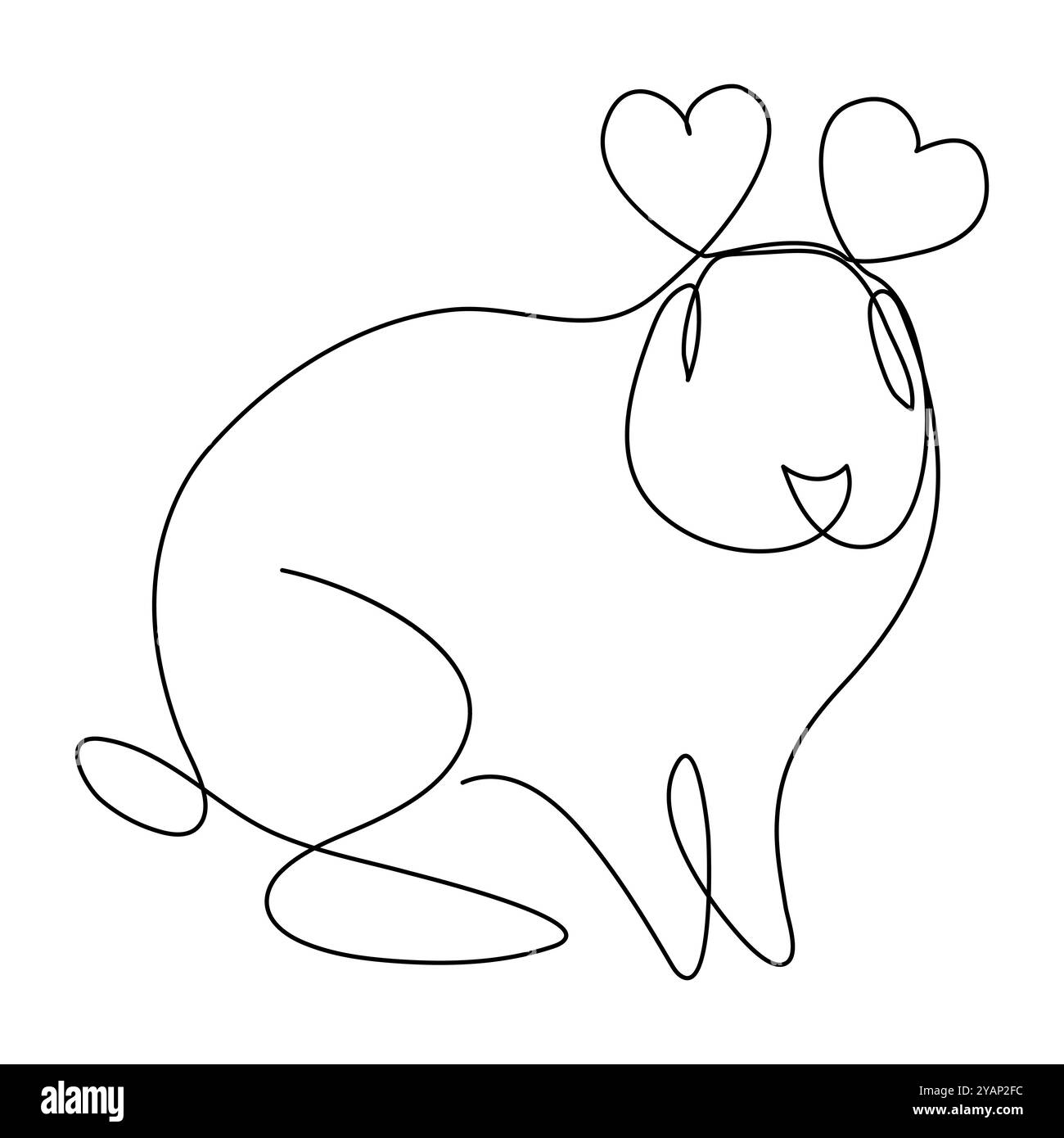 Disegno continuo di una linea del coniglietto di Pasqua. Carina silhouette di coniglio con orecchie in stile minimalistico semplice per biglietto d'auguri dal design primaverile e ban web Illustrazione Vettoriale