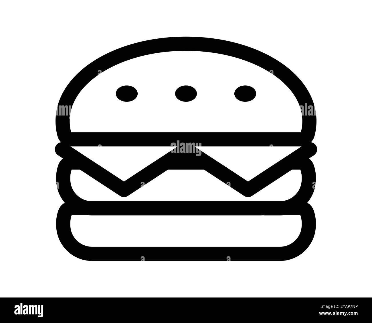 Un'icona minimalista di un delizioso hamburger, con strati di carne, formaggio e panini. Ideale per progetti a tema culinario e per me legati al cibo Illustrazione Vettoriale