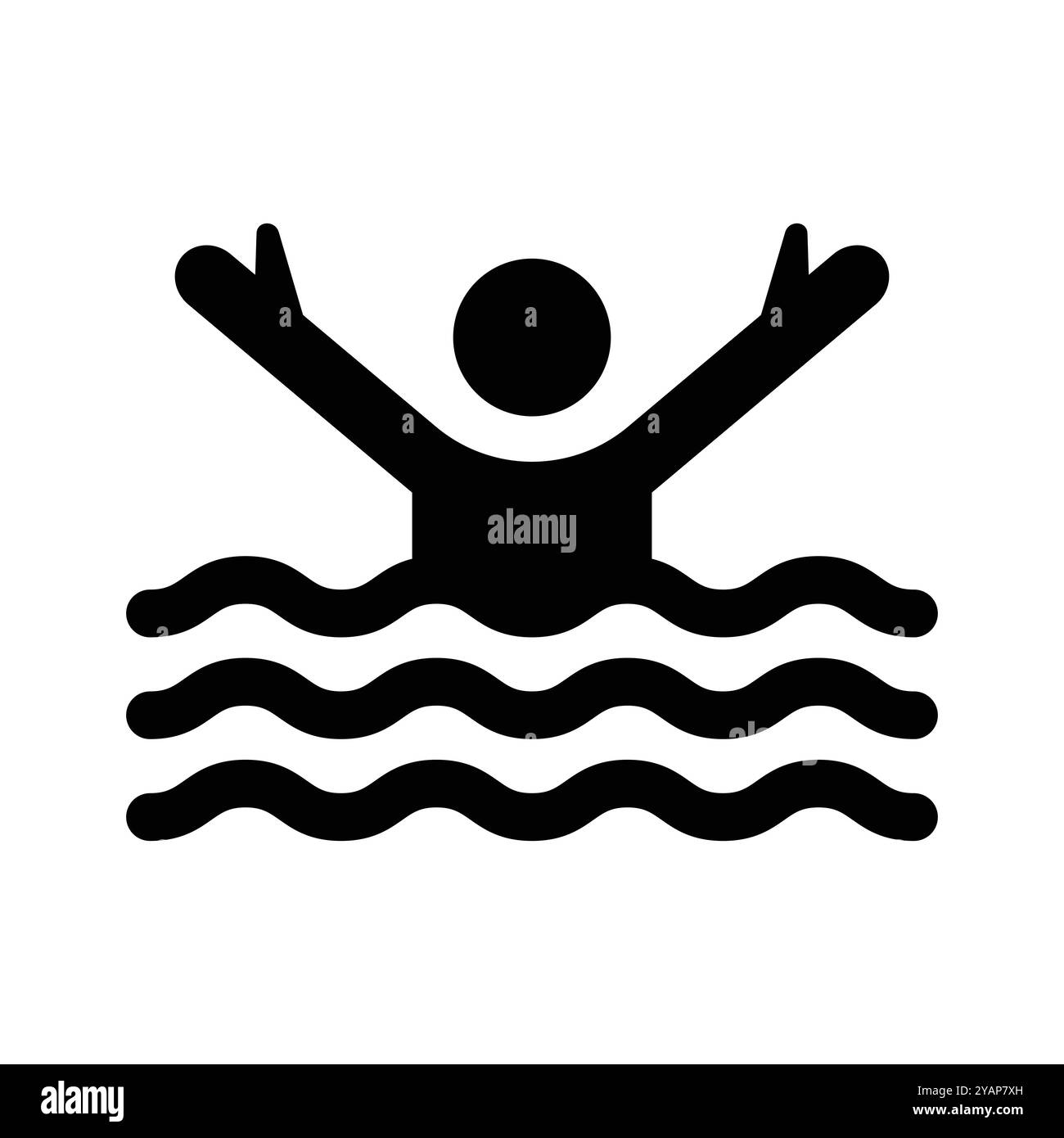 Una persona è vista nuotare gioiosamente in acqua con le braccia allungate, catturando un momento di libertà e divertimento in un ambiente acquatico sereno. Illustrazione Vettoriale