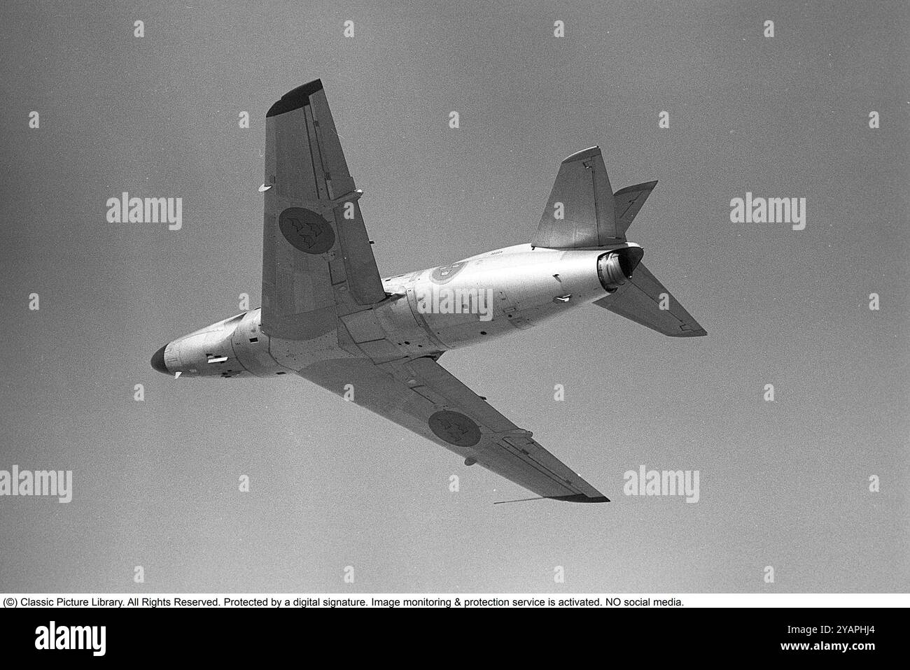 Saab 32 Lansen. Un aereo da caccia svedese biposto prodotto dalla Saab in aria, appartenente alla flottiglia aerea F6 di Karlsborg nel 1958. Roland Palm rif. 12-15-18 Foto Stock