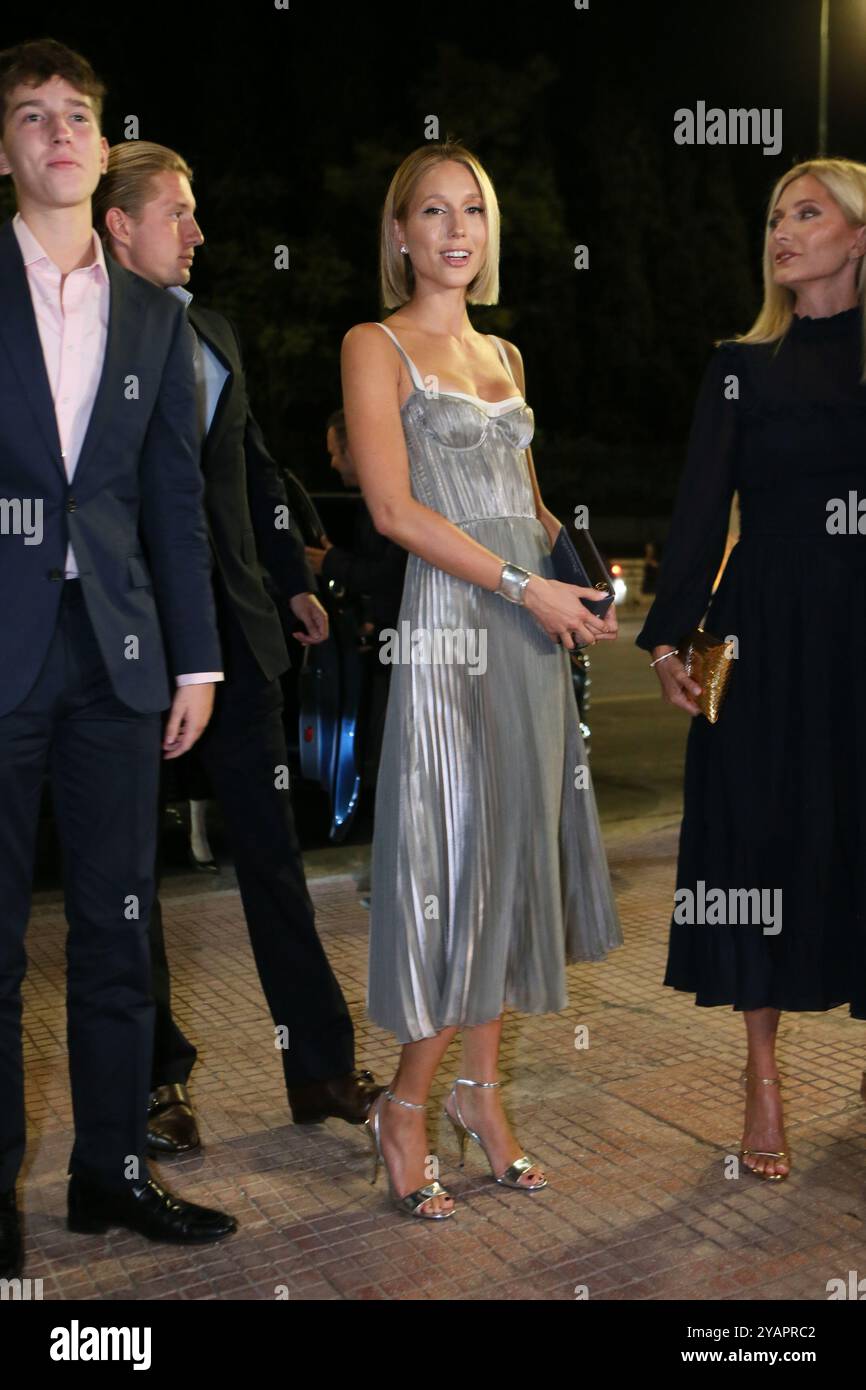 Principessa Maria Olimpia di Grecia e Danimarca. Arrivi alla festa pre-matrimonio al museo bizantino di Atene. Foto Stock