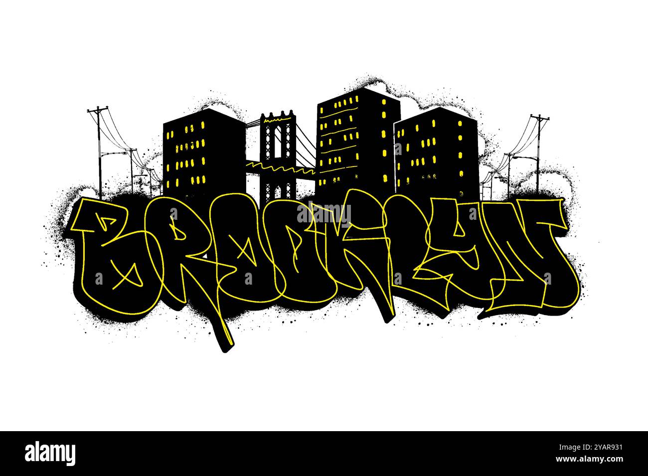 Arte dei graffiti urbani - Brooklyn NYC, arte della cultura urbana Illustrazione Vettoriale