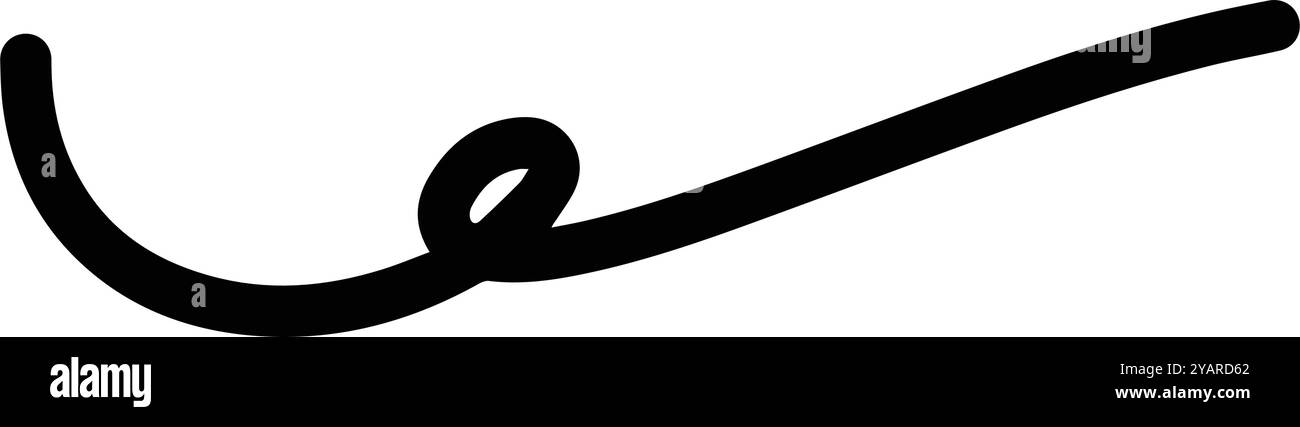 Illustrazione vettoriale dell'icona riccia disegnata a mano, elemento di design del pennello con oscillazione, illustrazione Swoosh sottolineatura turbolenza scoiattolo Illustrazione Vettoriale