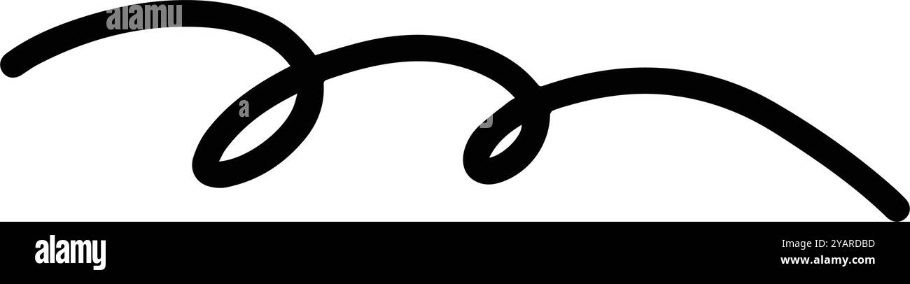 Illustrazione vettoriale dell'icona riccia disegnata a mano, elemento di design del pennello con oscillazione, illustrazione Swoosh sottolineatura turbolenza scoiattolo Illustrazione Vettoriale