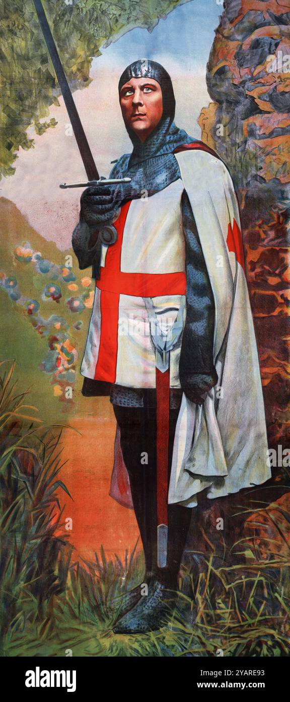 Ivanhoe. Poster cinematografico per 'Ivanhoe' mostra l'attore King Baggot nel ruolo di Ivanhoe, 1913 Foto Stock