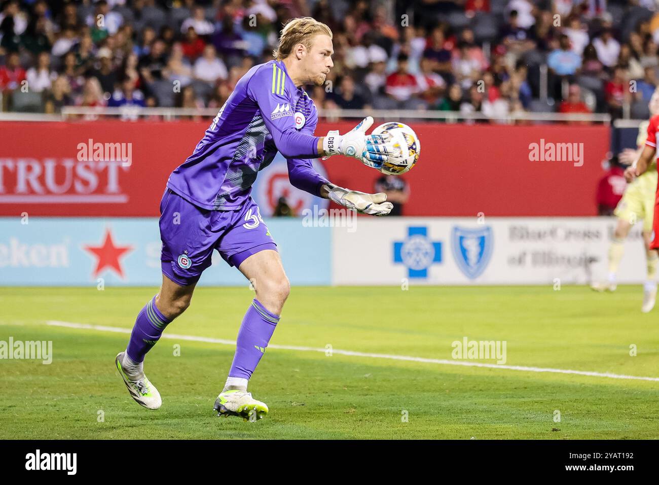 Il portiere Chris Brady #34 del Chicago Fire FC al Solider Field il 14 settembre 2024. Foto Stock