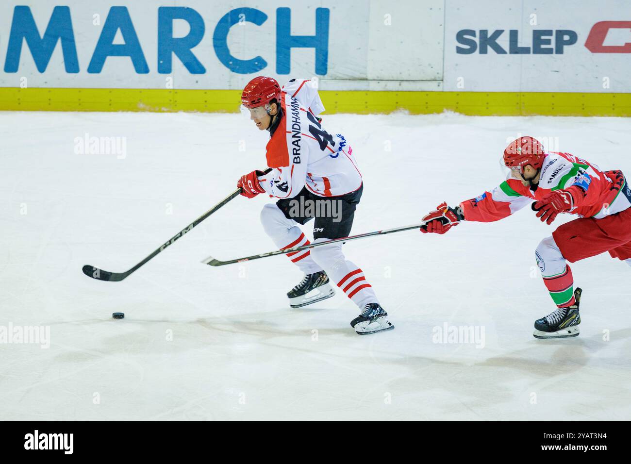 Cracovia Polonia 15 ottobre 2024 Tauron Hockey League 2024 2025 stagione Cracovia vs Zaglebie Sosnowiec Foto Stock