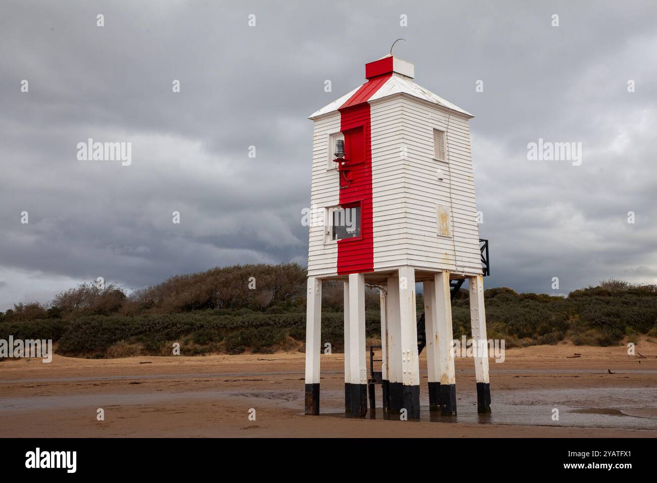Faro di Burnham-on-Sea Low Foto Stock