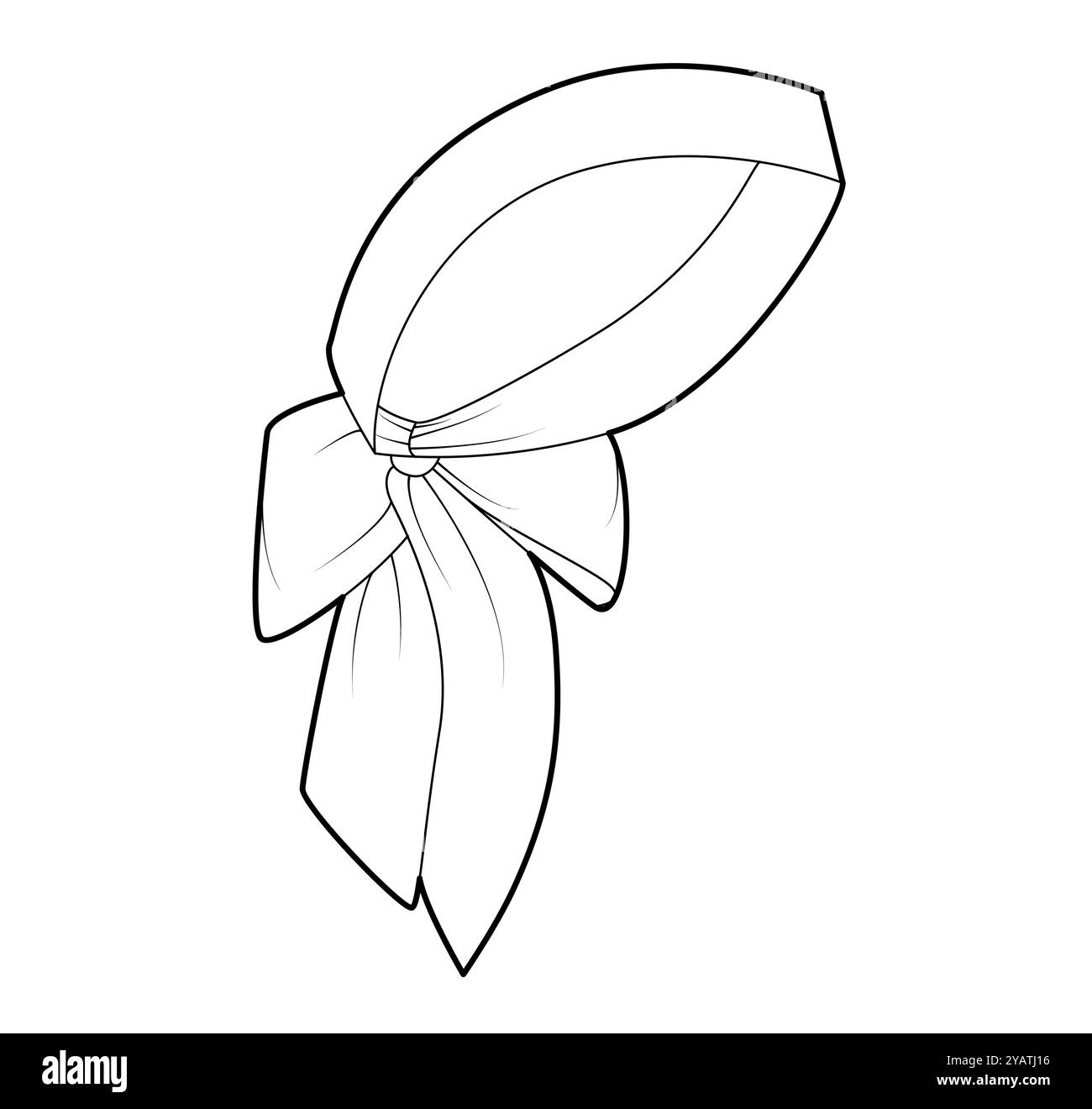 Foulard Tie foulard fascia per la testa Summer Head accessori moda abbigliamento illustrazione tecnica. Copricapo vettoriale per uomo, donna, stile unisex, modello piatto CAD mockup contorno di schizzo isolato Illustrazione Vettoriale