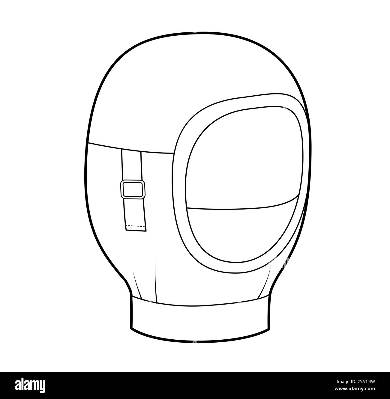 Cappello di protezione Balaclava. Illustrazione tecnica dell'abbigliamento con cappellino accessorio Winter Knitted Head Fashion. Copricapo vettoriale per uomo, donna, stile unisex, modello piatto CAD mockup contorno di schizzo isolato Illustrazione Vettoriale