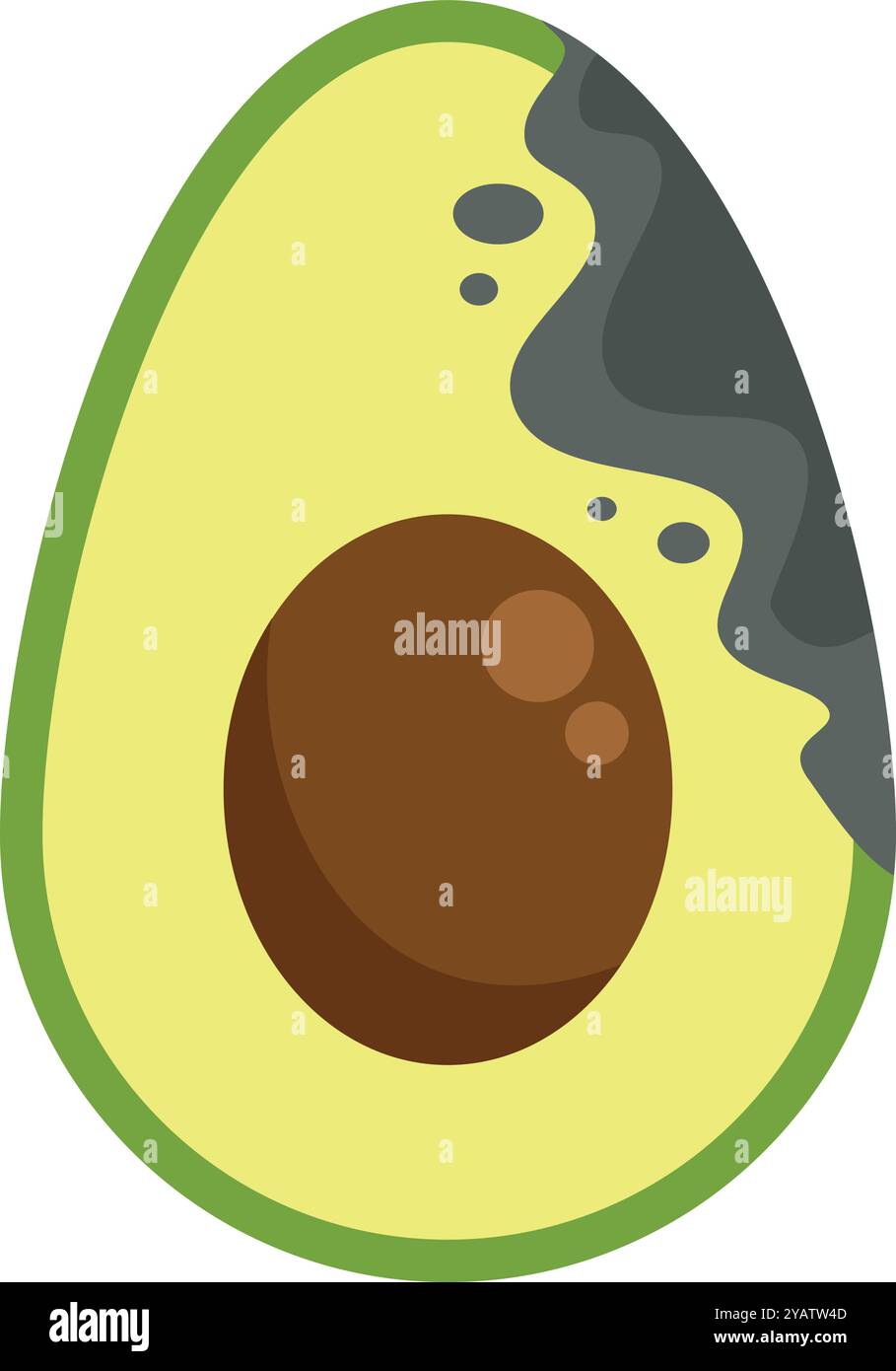 Mezzo avocado che mostra muffa che cresce sulla sua carne Illustrazione Vettoriale