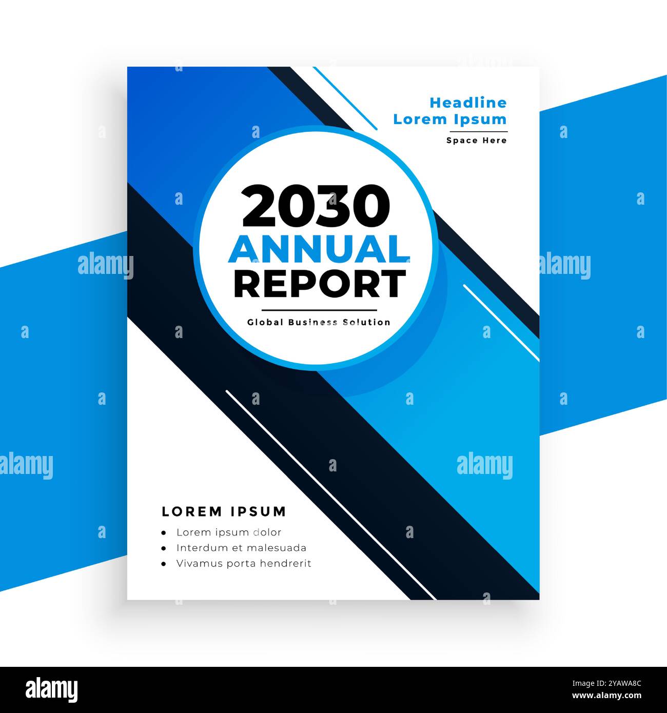 elegante modello di report annuale a tema blu per il vettore di successo aziendale Illustrazione Vettoriale