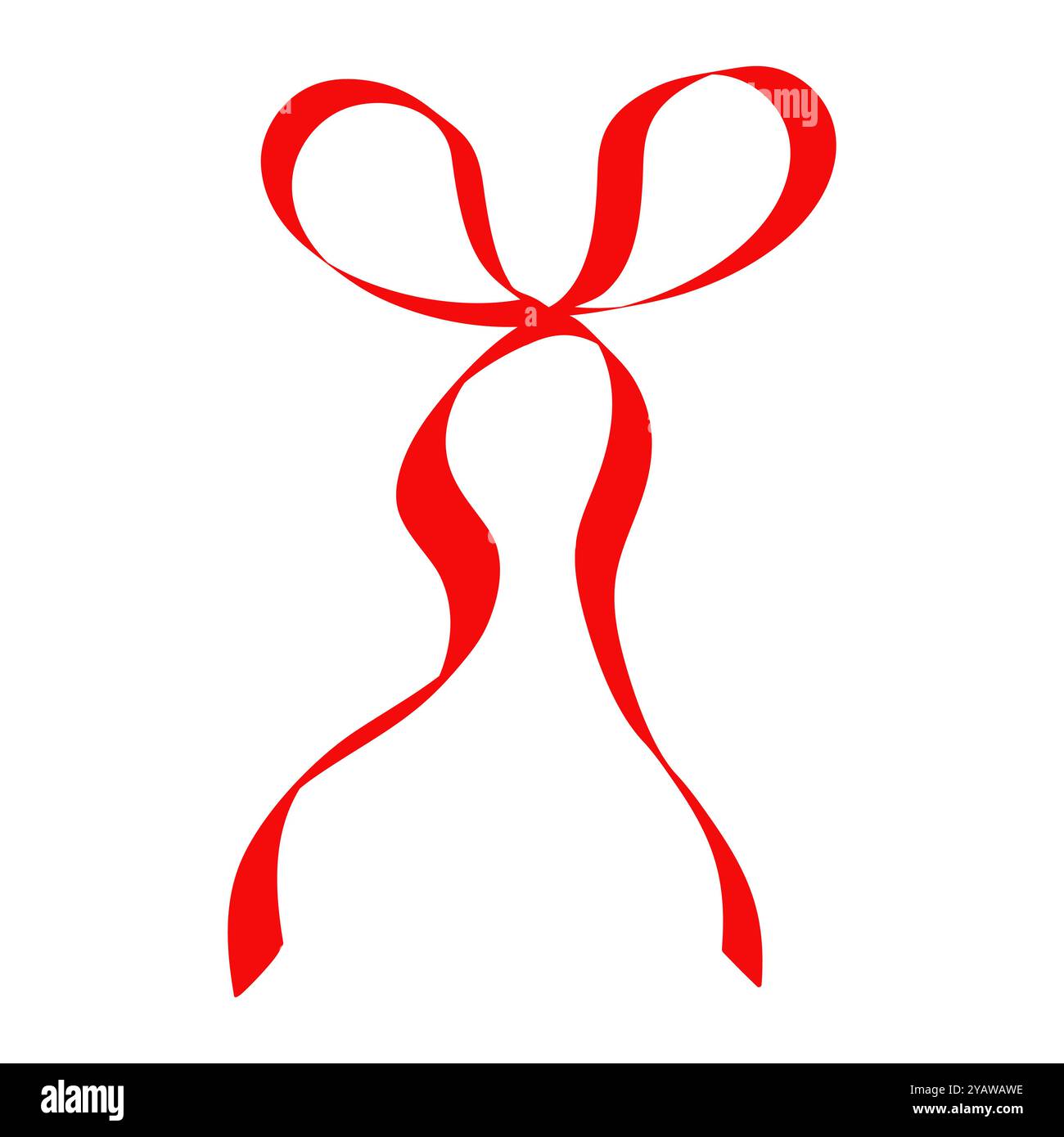 Arco rosso disegnato a mano, su sfondo bianco Illustrazione Vettoriale