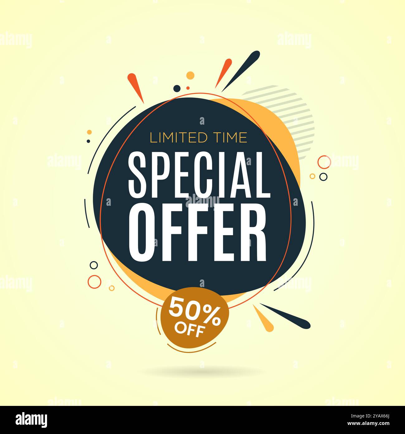 Offerta speciale: Design banner di vendita creativo, etichetta banner di vendita, etichetta offerta speciale, banner offerta a tempo limitato, design bolla vocale per la promozione Illustrazione Vettoriale