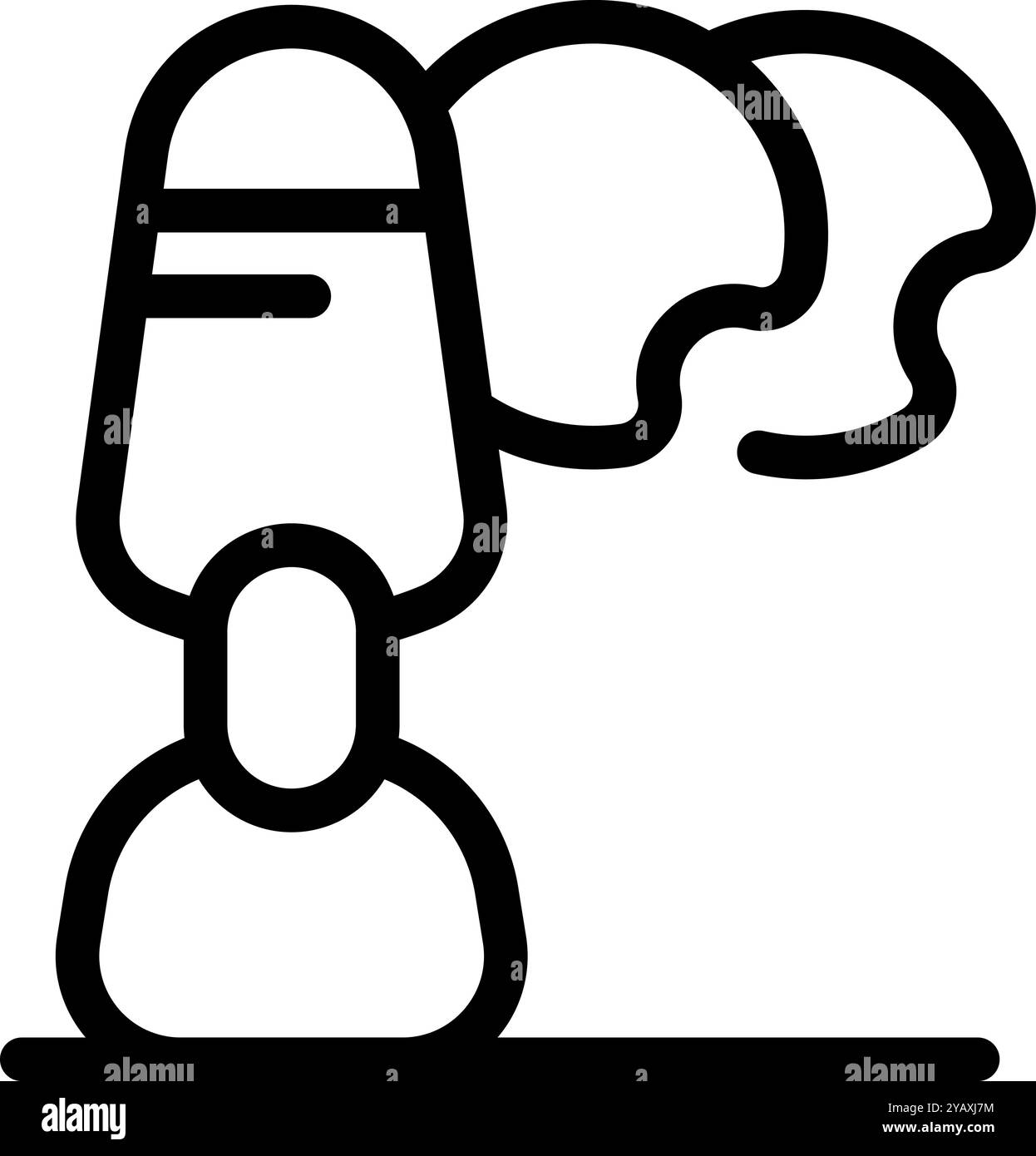 Icona della line art di un uomo che indossa occhiali vr che sperimenta la realtà virtuale Illustrazione Vettoriale