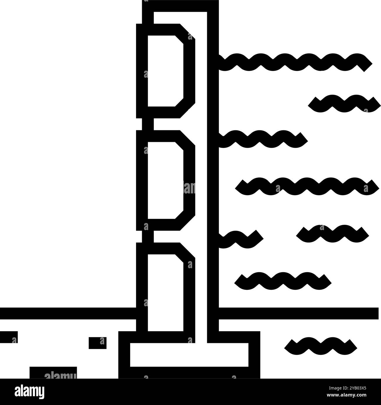 illustrazione vettoriale dell'icona della linea di emergenza della barriera alluvione Illustrazione Vettoriale