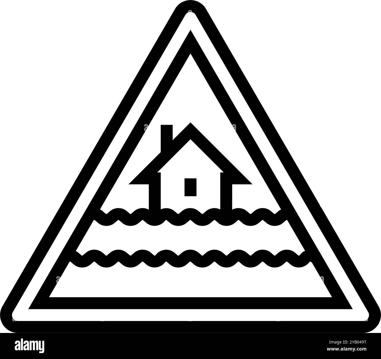 illustrazione vettoriale dell'icona della linea di avvertenza di emergenza alluvione Illustrazione Vettoriale