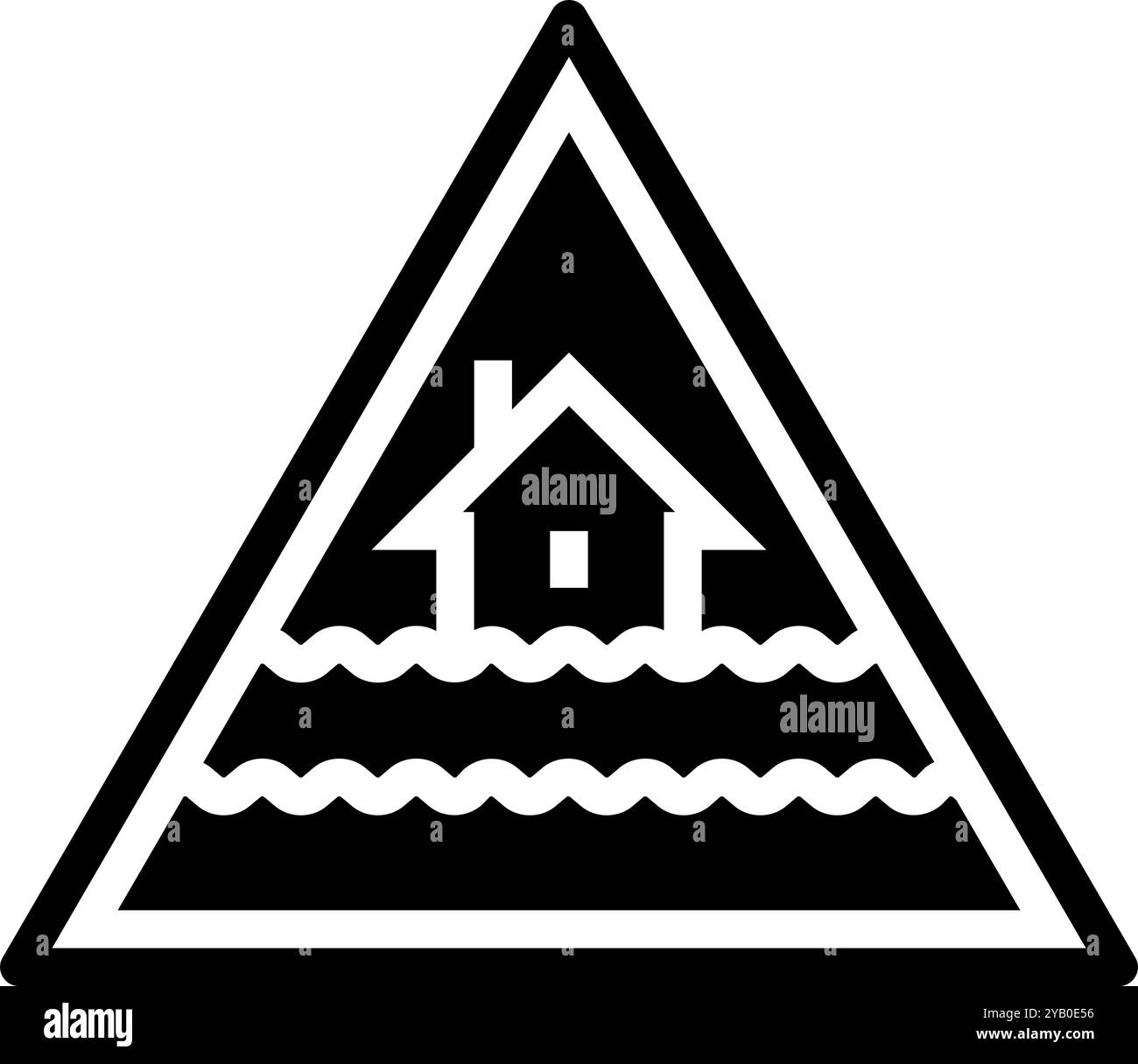 illustrazione vettoriale dell'icona del glifo di avvertenza di alluvione di emergenza Illustrazione Vettoriale