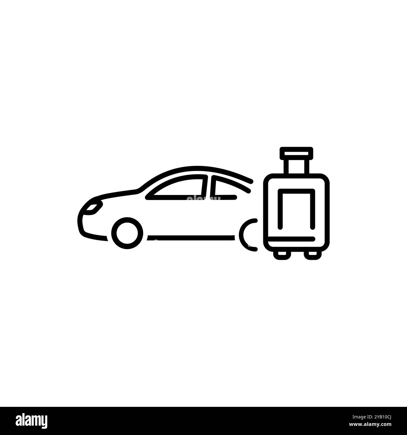 Icona di auto, bagagli, viaggio. Linee semplici, delineano gli elementi illustrativi delle icone delle vacanze per ui e ux, sito Web o applicazione mobile Illustrazione Vettoriale