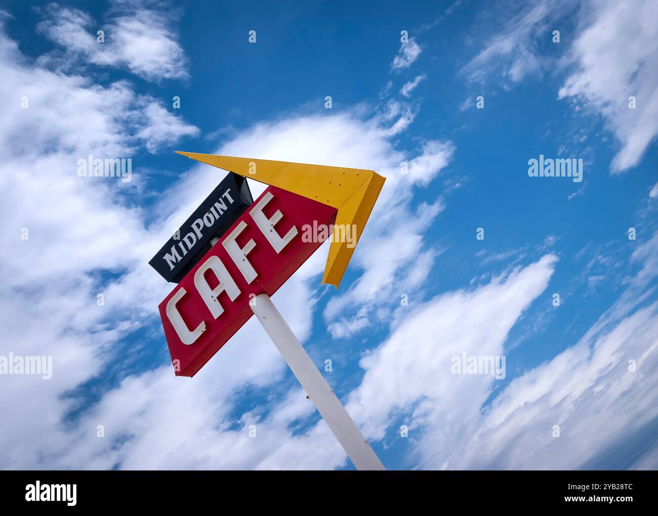 Midpoint Cafe, Adrian, Texas. A metà strada tra Chicago e Los Angeles sulla Route 66. Foto Stock