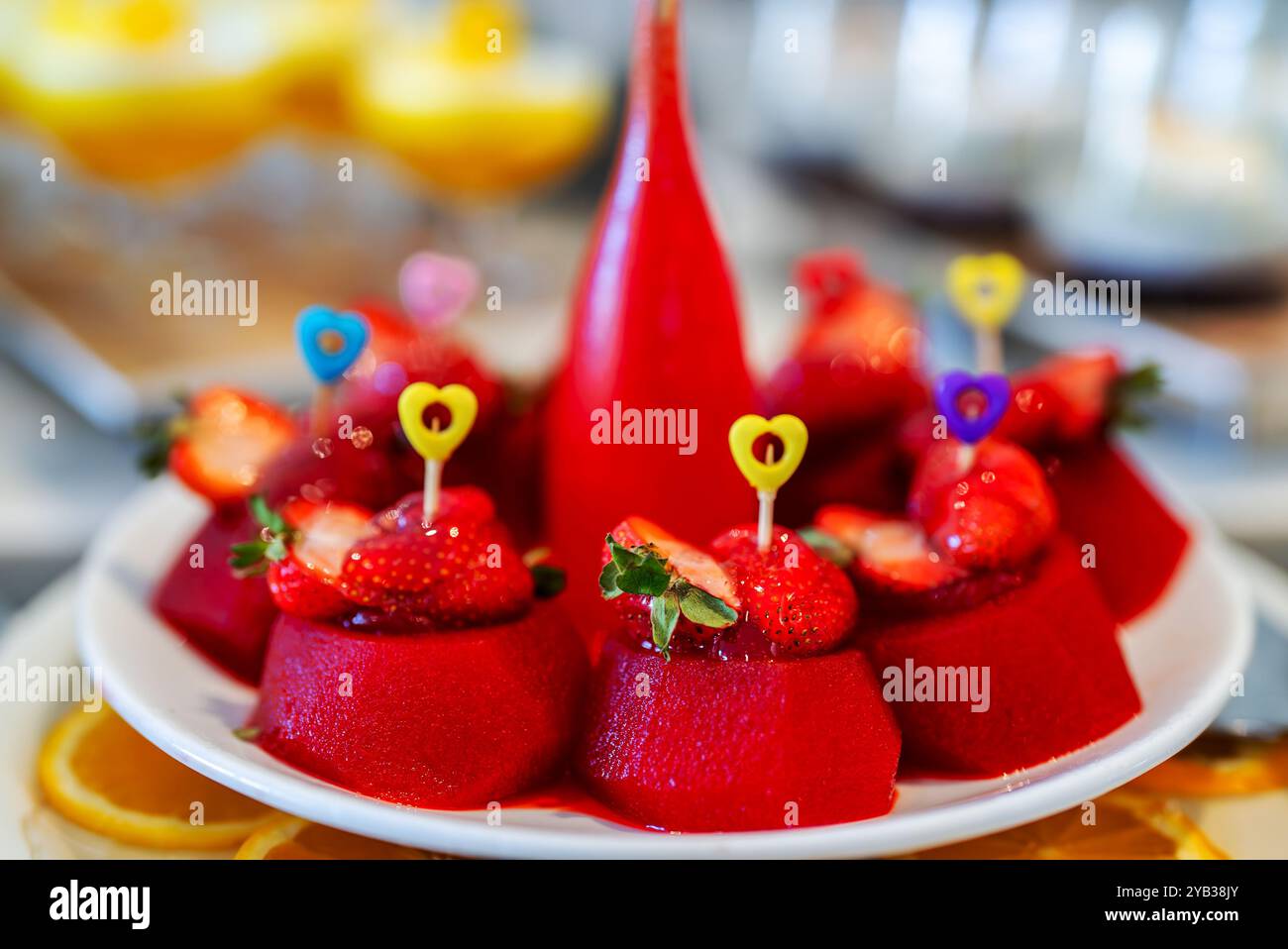 Gelatina fresca di fragole con agar-agar. Foto Stock