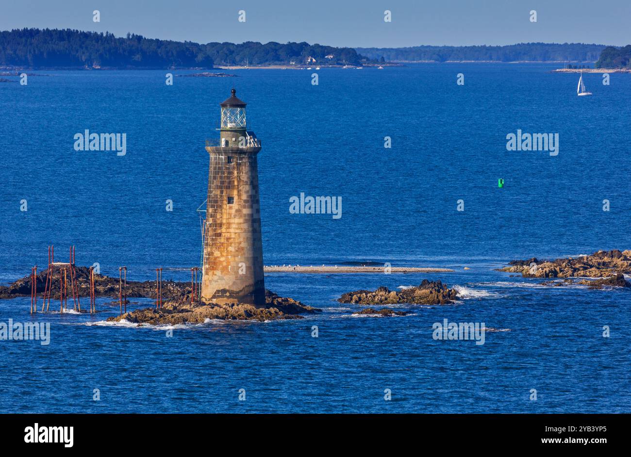 RAM Island Ledge, faro, Portland, Maine, Stati Uniti Foto Stock