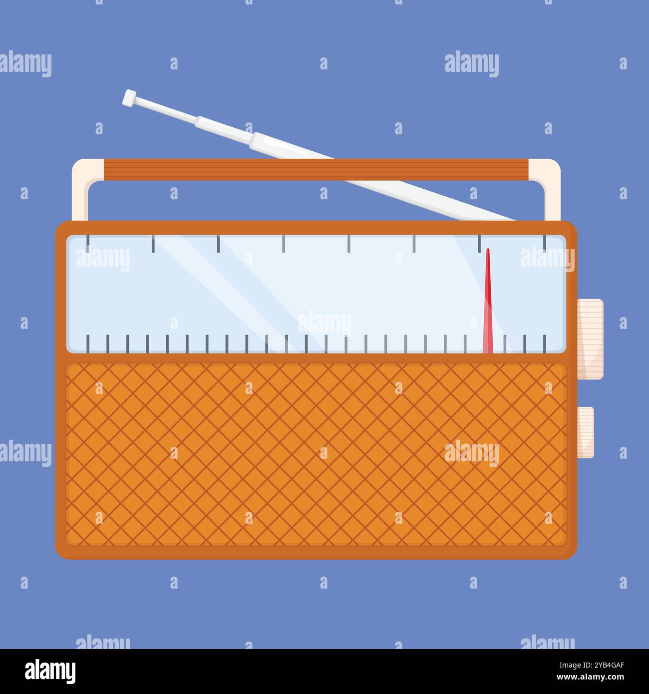 Icona classica del vettore radio portatile. Illustrazione della classica radio FM vintage Illustrazione Vettoriale