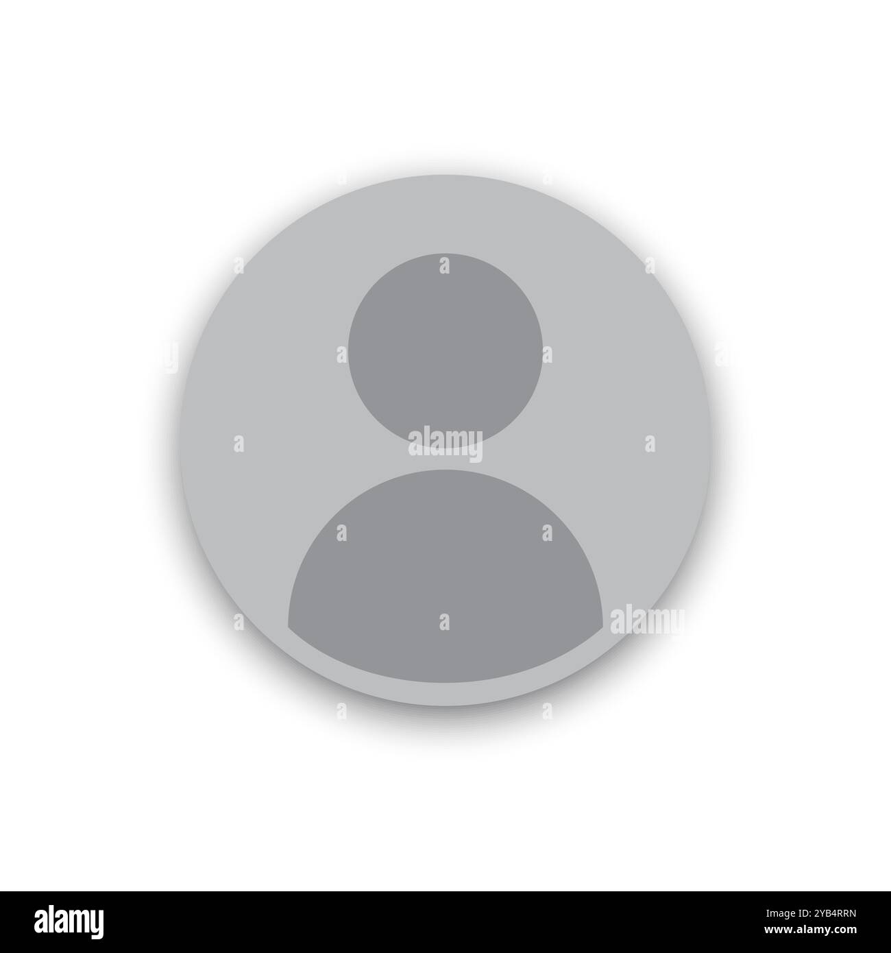 Cerchio grigio rotondo con una silhouette umana. Ombra grigio scuro sul fondo. Isolato su uno sfondo chiaro. Illustrazione Vettoriale