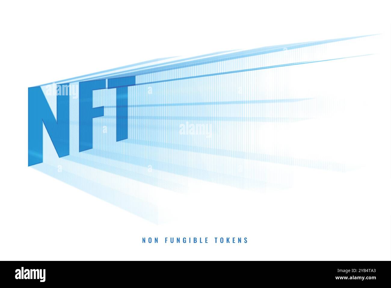 Sfondo poster NFT con raggi blu Illustrazione Vettoriale