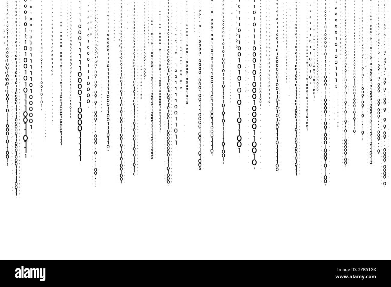 numeri di codice binari digitali cadenti su sfondo bianco Illustrazione Vettoriale