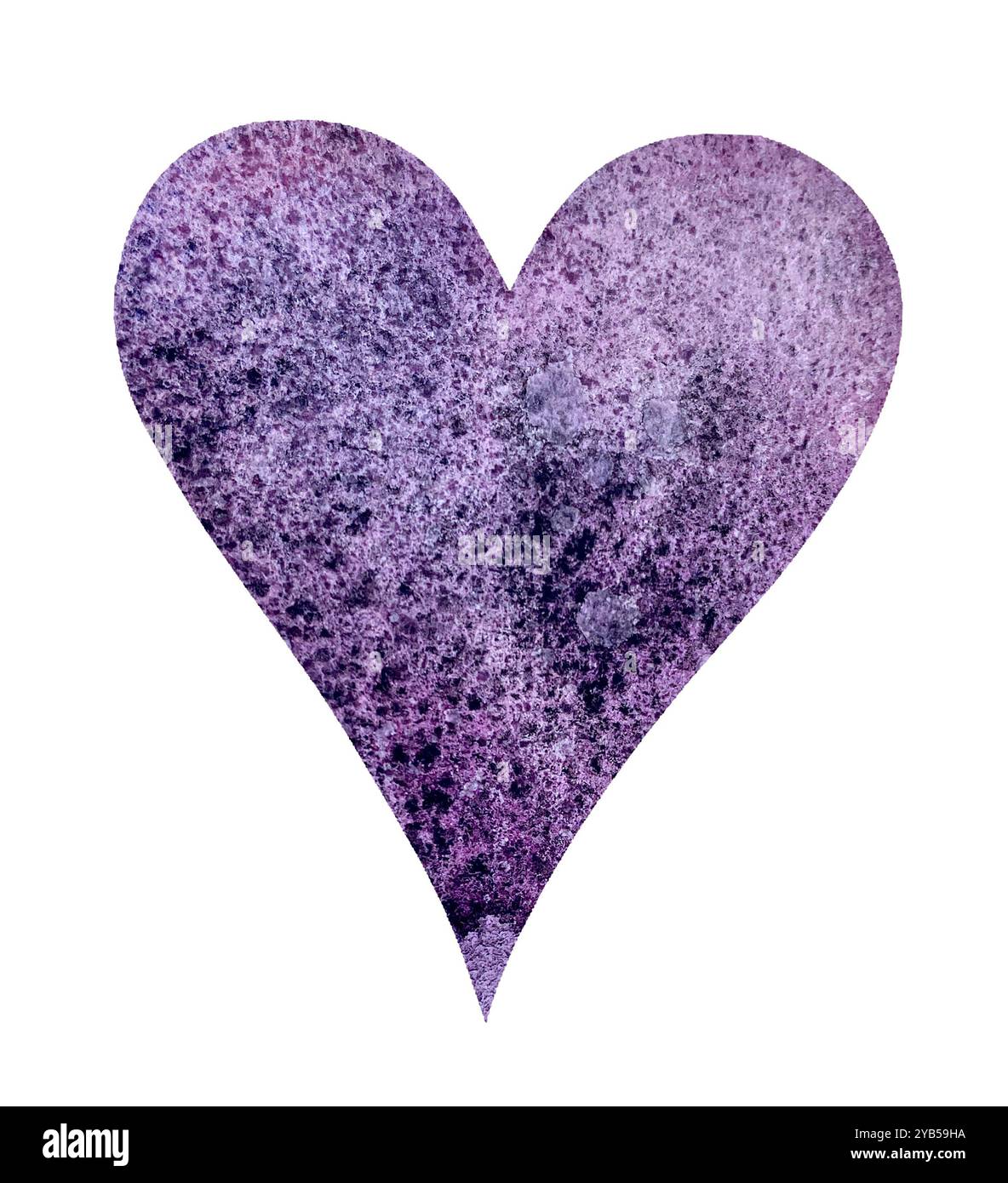 Questa bella e vibrante forma di cuore viola è perfetta per esprimere amore, arte e vari temi romantici. Oggetto isolato su sfondo bianco per la progettazione di opuscoli, volantini, siti web, articoli, e-pack, etichetta o pubblicità. Foto Stock