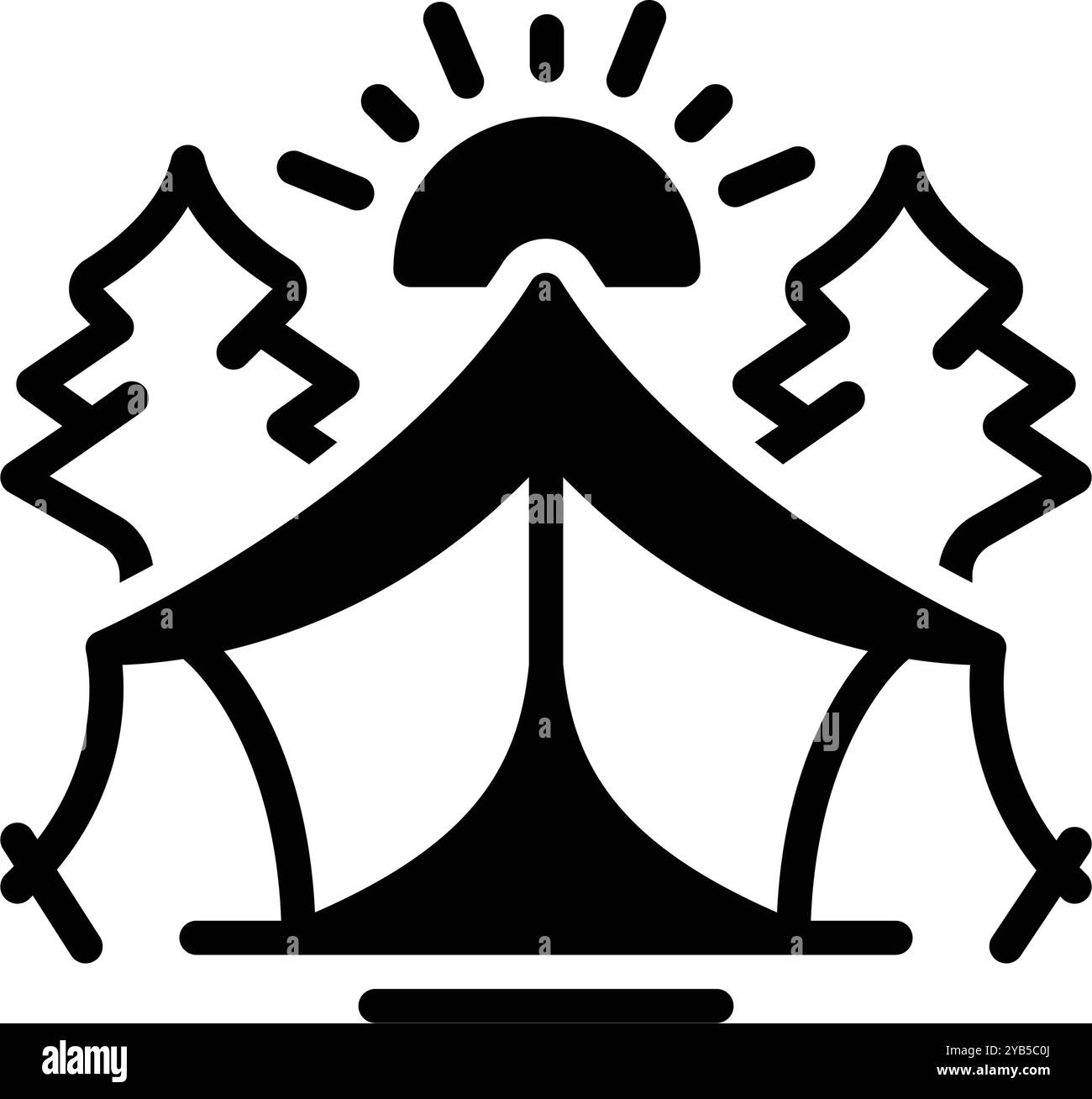 Icona per il campeggio, tenda Illustrazione Vettoriale