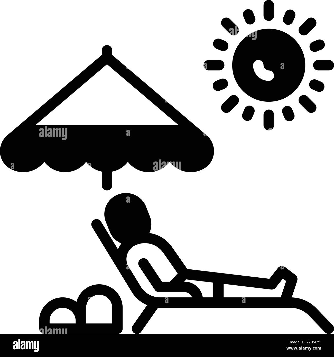 Icona per prendere il sole, sedia a sdraio Illustrazione Vettoriale