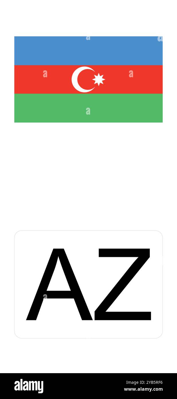 Euroband azera con simbolo nazionale: Sfondo blu che rappresenta l'identità dell'Unione europea e dell'Azerbaigian per l'immatricolazione dei veicoli. Illustrazione Vettoriale