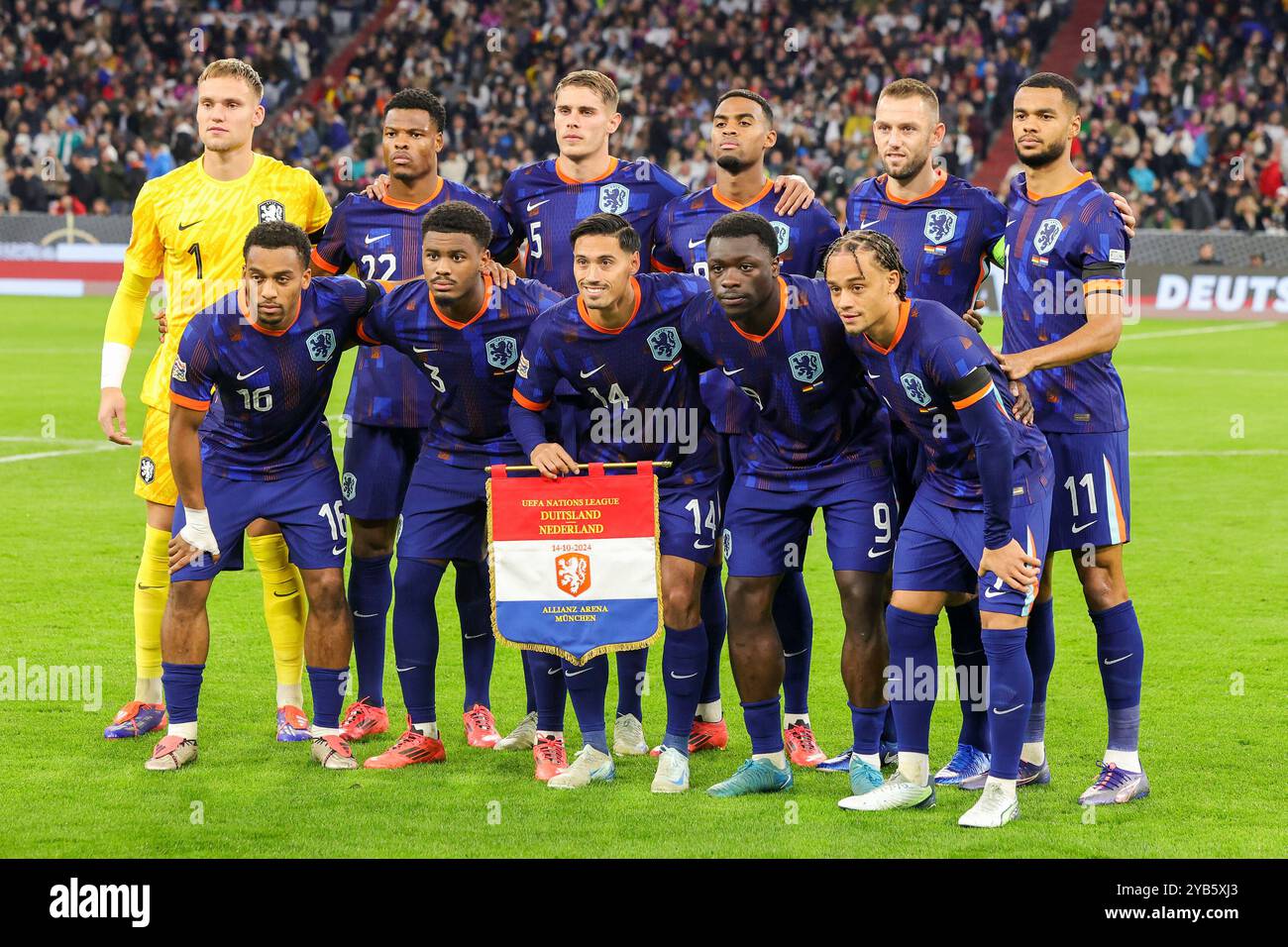 Monaco di Baviera, Germania. 14 ottobre 2024. Firo : 14.10.2024, calcio, partita internazionale, DFB, squadra nazionale maschile, Nations League, Germania - Paesi Bassi, foto squadra, foto squadra, paesi Bassi, NED, Paesi Bassi, credito: dpa/Alamy Live News Foto Stock