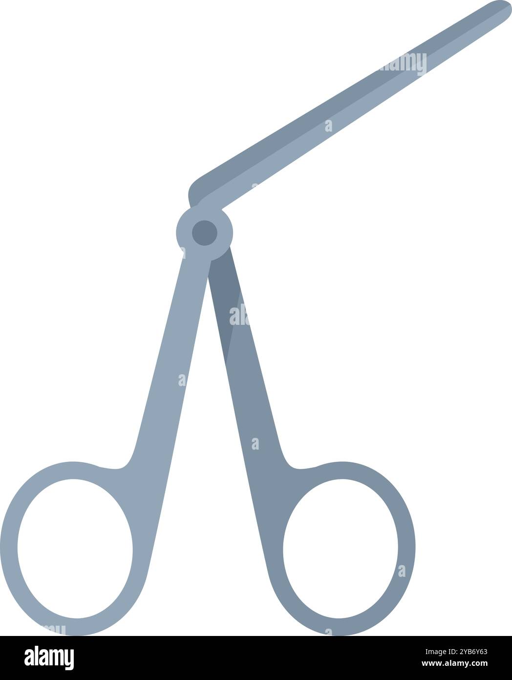 Strumento chirurgico a pinza con lame curve, progettato per afferrare e trattenere i tessuti durante le procedure mediche Illustrazione Vettoriale